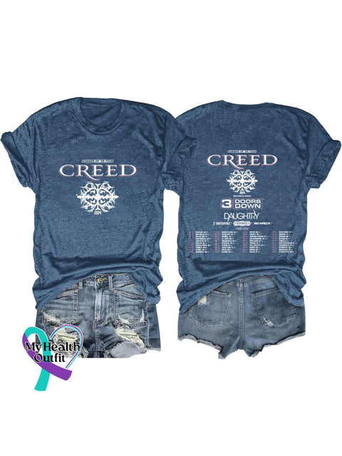 Band Rock Music Creed Art Design Print T-Shirt Navy Blue / S