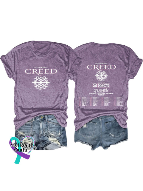 Band Rock Music Creed Art Design Print T-Shirt Purple / S