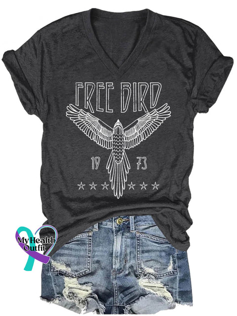 Band Rock Music Free Bird Art Print Casual T-Shirt Black / S