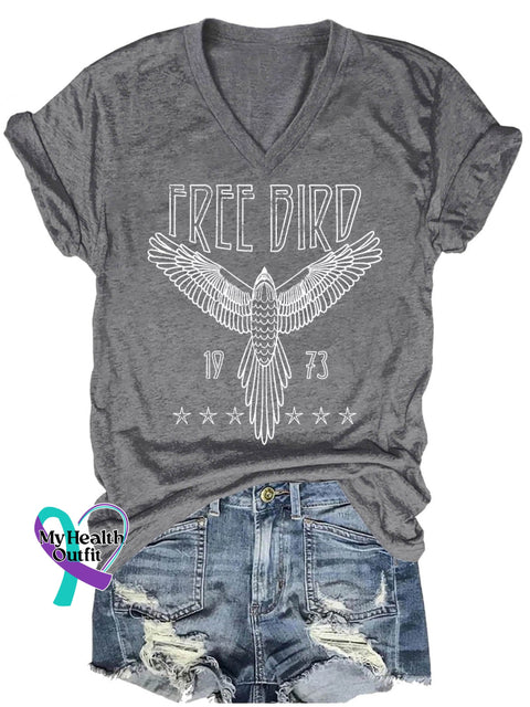 Band Rock Music Free Bird Art Print Casual T-Shirt Grey / S