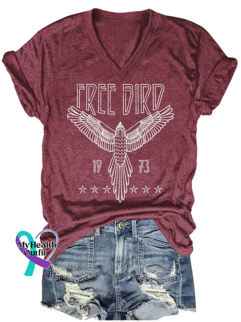 Band Rock Music Free Bird Art Print Casual T-Shirt Maroon / S