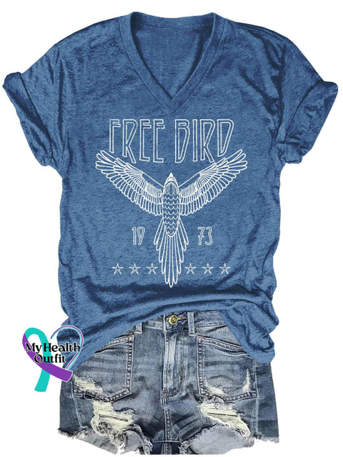 Band Rock Music Free Bird Art Print Casual T-Shirt Navy Blue / S