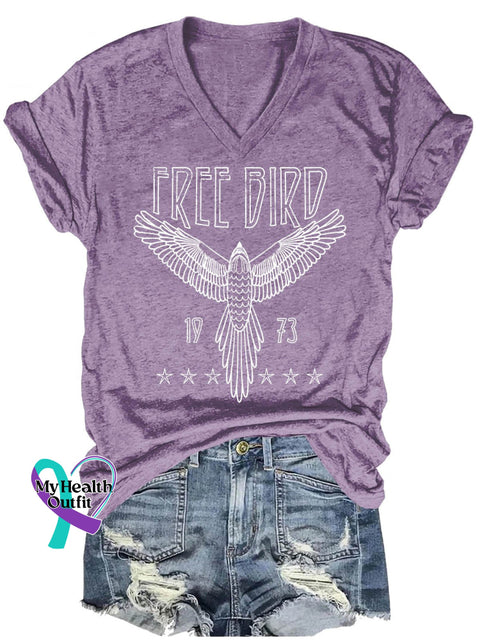 Band Rock Music Free Bird Art Print Casual T-Shirt Purple / S