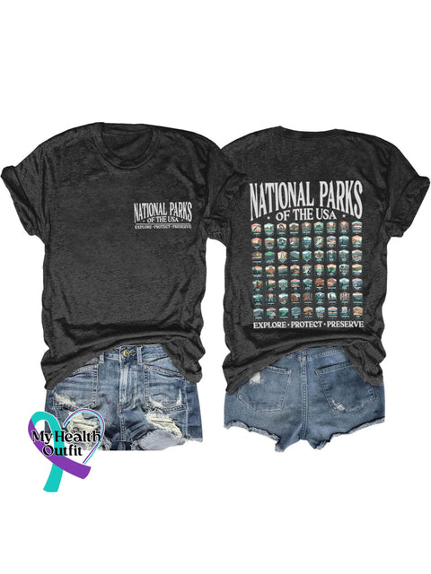 Band Rock Music National Parks Of The Usa Art Design Print T-Shirt Black / S