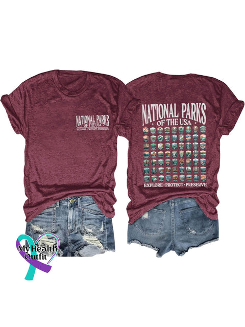 Band Rock Music National Parks Of The Usa Art Design Print T-Shirt Maroon / S