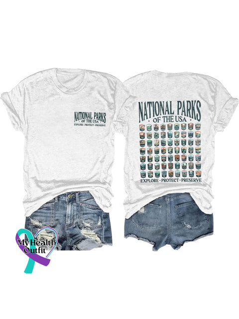 Band Rock Music National Parks Of The Usa Art Design Print T-Shirt White / S