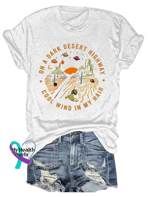 Band Rock Music On A Dark Desert Highway Cool Wind In My Hair Art Design Print T-Shirt White / S