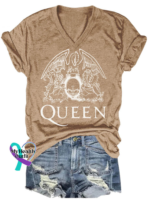 Band Rock Music Queen Art Print Casual T-Shirt Earthy Yellow / S