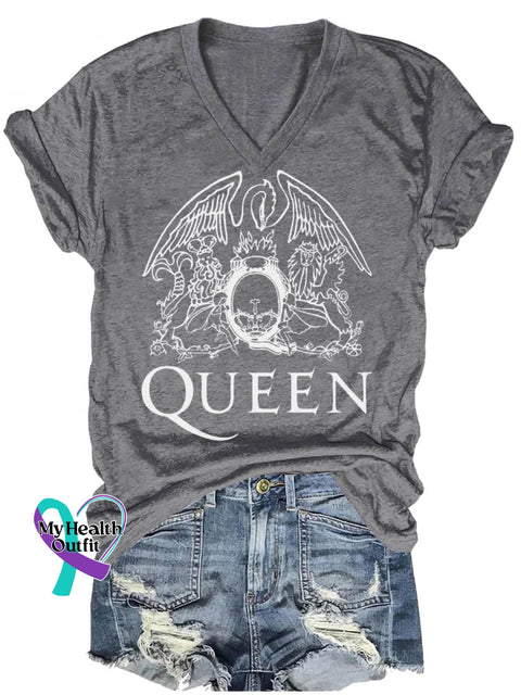 Band Rock Music Queen Art Print Casual T-Shirt Grey / S