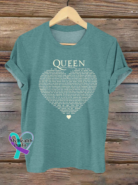 Band Rock Music Queen Bohemian Rhapsody Lyrics Art Design Print T-Shirt