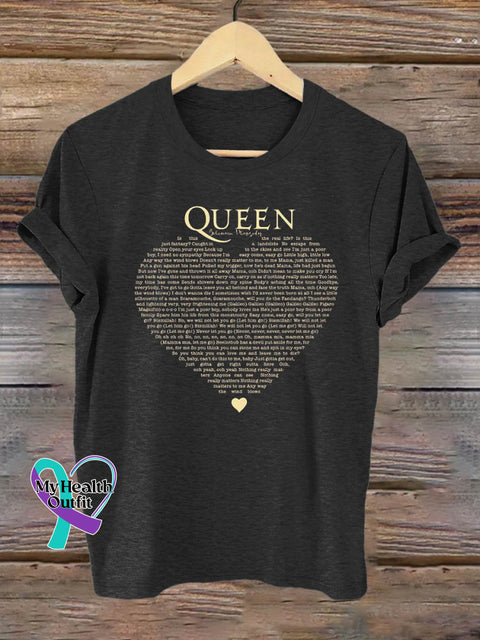 Band Rock Music Queen Bohemian Rhapsody Lyrics Art Design Print T-Shirt Black / S