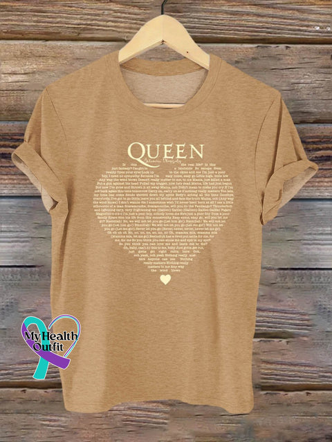 Band Rock Music Queen Bohemian Rhapsody Lyrics Art Design Print T-Shirt Earthy Yellow / S