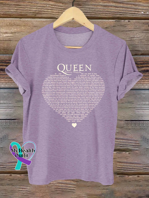 Band Rock Music Queen Bohemian Rhapsody Lyrics Art Design Print T-Shirt Purple / S