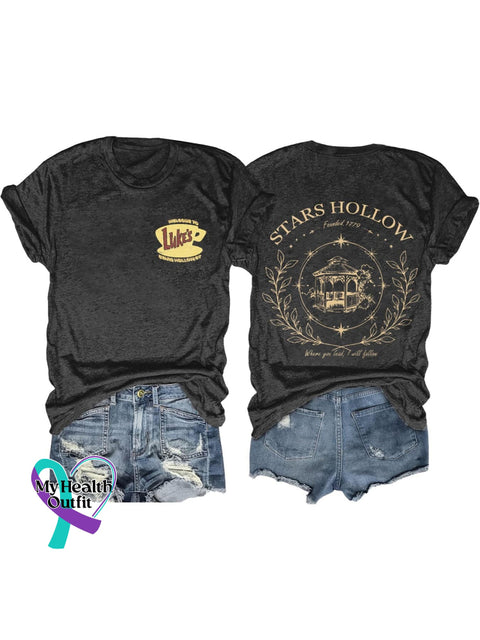 Band Rock Music Stars Hollow Art Design Print T-Shirt Black / S