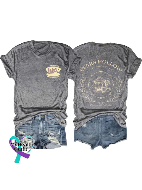 Band Rock Music Stars Hollow Art Design Print T-Shirt Grey / S