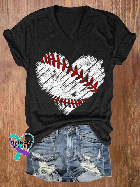Baseball Art Print Casual T-Shirt Black / S
