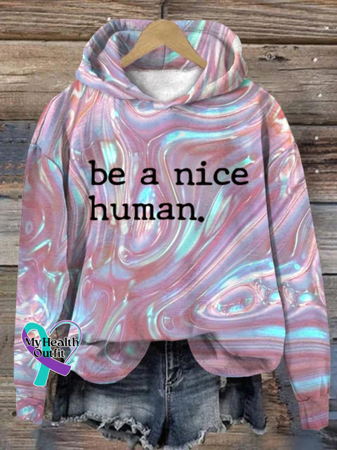 Be A Nice Human Art Pattern Print Casual Sweatshirt Multicolor / S