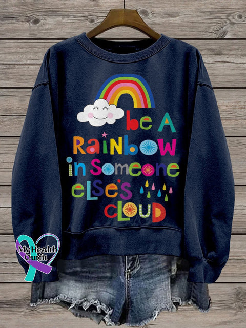 Be A Rainbow In Someone Elses Cloud Casual Print Sweatshirt Navyblue / S