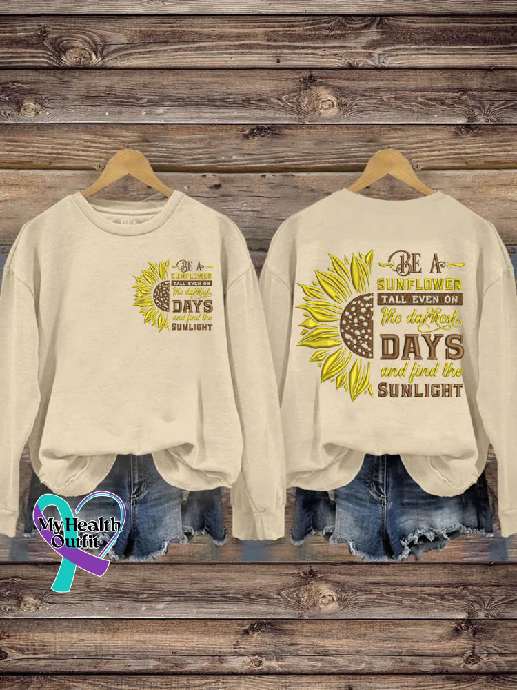 Be A Sunflower Printed Casual Sweatshirt Beige / S