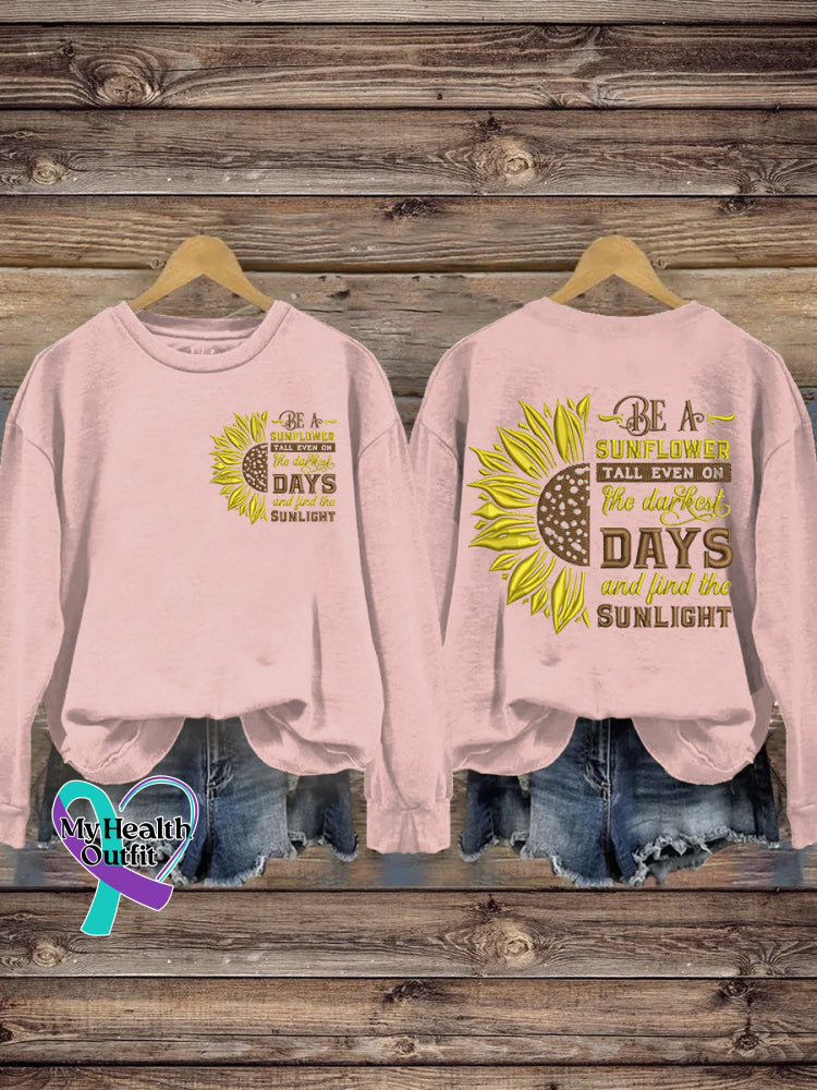 Be A Sunflower Printed Casual Sweatshirt Pink / S