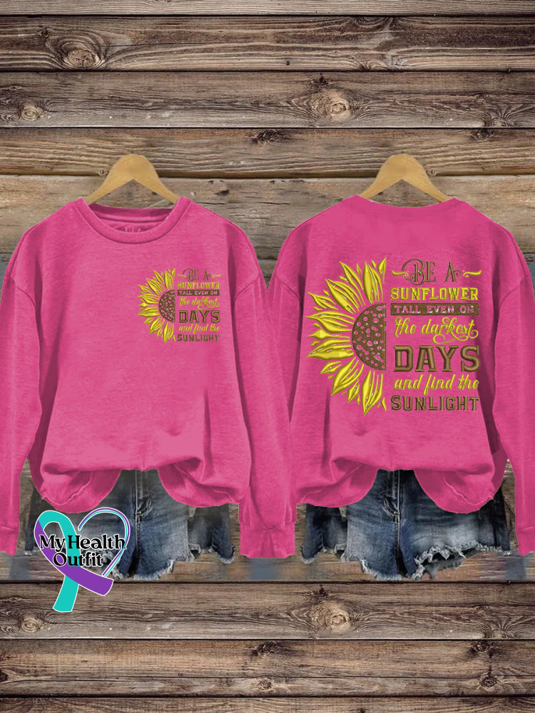 Be A Sunflower Printed Casual Sweatshirt RoseRed / S