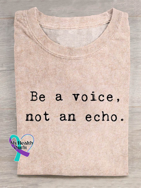 Be A Voice Not An Echo Art Print Casual T shirt Pink / S