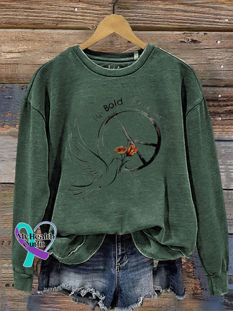 Be Bold Free And Truthful Crew Neck Long Sleeve Sweatshirt Green / S