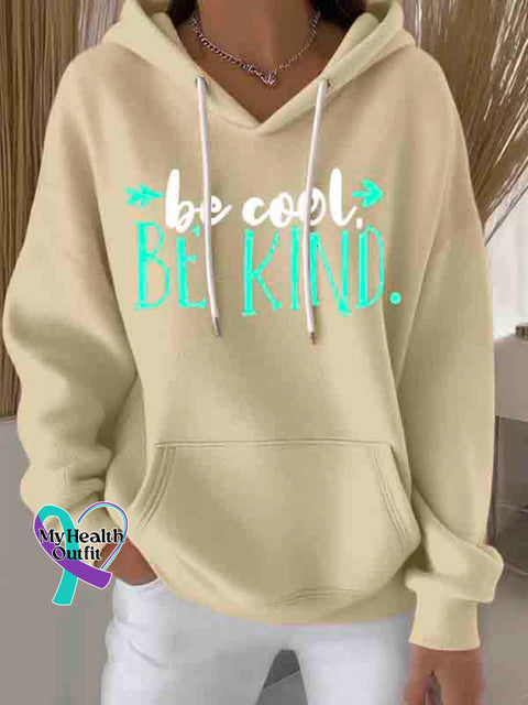 Be Cool Be Kind Art Print Casual Hoodie Sweatshirt Apricot / S