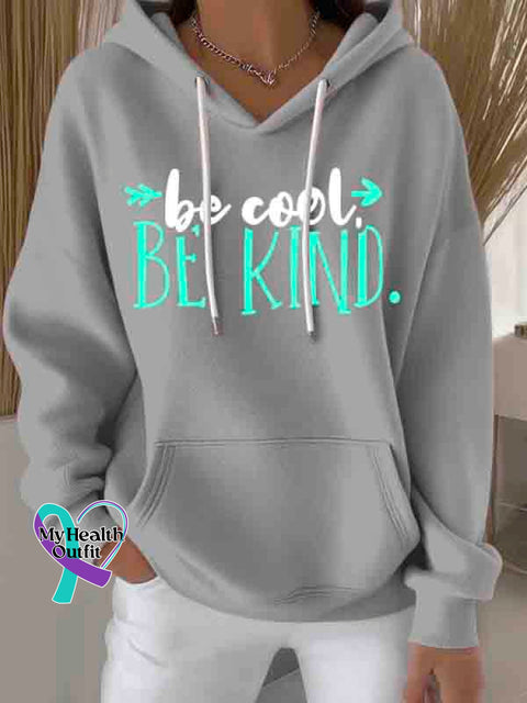 Be Cool Be Kind Art Print Casual Hoodie Sweatshirt Grey / S