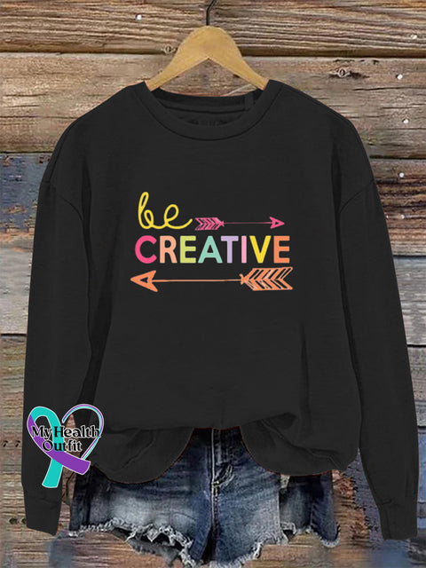 Be Creative Crew Neck Long Sleeve Sweatshirt Black / S