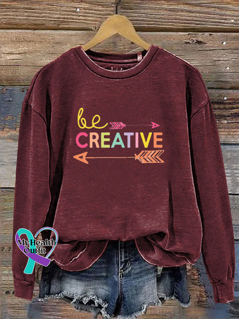 Be Creative Crew Neck Long Sleeve Sweatshirt Claret / S