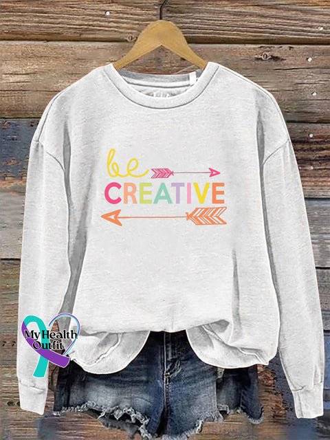 Be Creative Crew Neck Long Sleeve Sweatshirt White / S