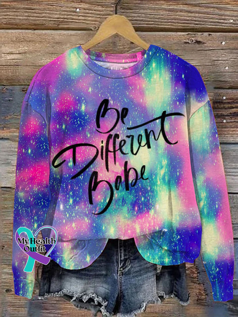 Be Different Babe Art Print Pattern Casual Sweatshirt Multicolor / S