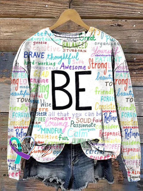 Be Everything Printed Casual Crew Neck Sweatshirt Multicolor / S