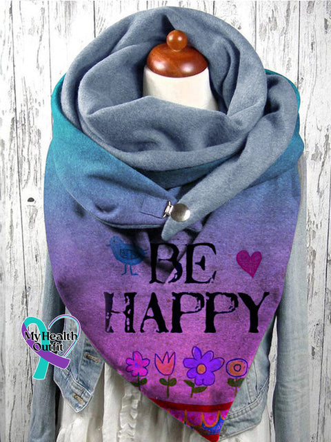 Be Happy Cyan Purple Parent-Child Scarf Cyan / Childsize
