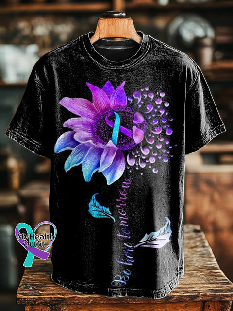 Be Here Tomorrow Suicide Prevention Awareness Printed Casual Crew Neck Short Sleeve T-Shirt Multicolor / S