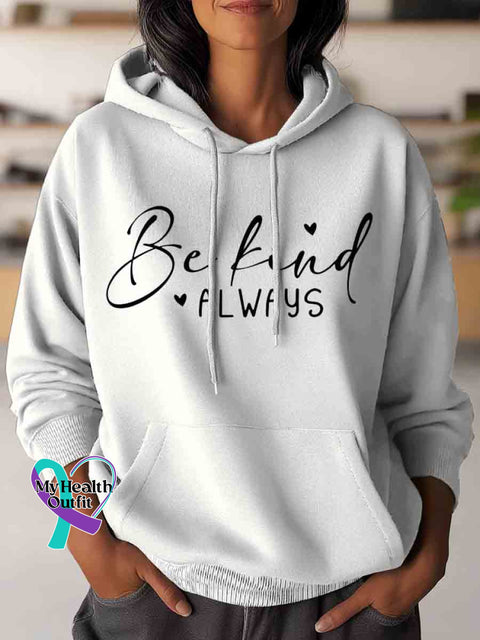 Be Kind Always Art Casual Hoodie Sweatshirt White / S