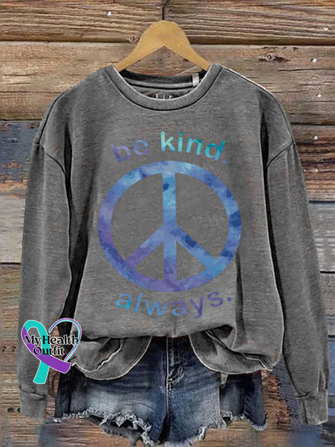 Be Kind Always. Peace Sign Casual Sweatshirt Grey / S