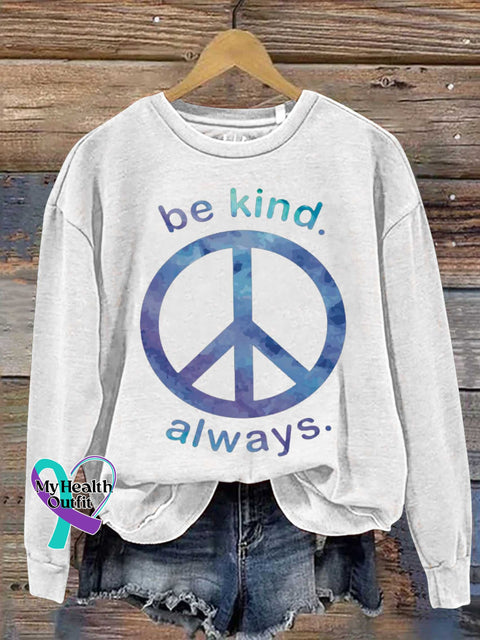 Be Kind Always. Peace Sign Casual Sweatshirt White / S