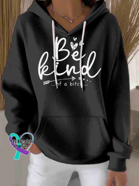 Be Kind Art Casual Hoodie Sweatshirt Black / S