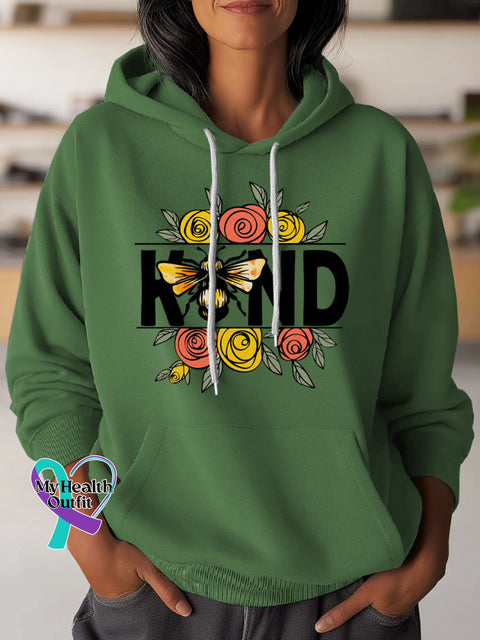 Be Kind Art Casual Hoodie Sweatshirt Green / S