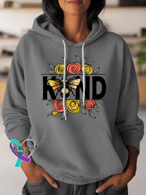 Be Kind Art Casual Hoodie Sweatshirt Grey / S