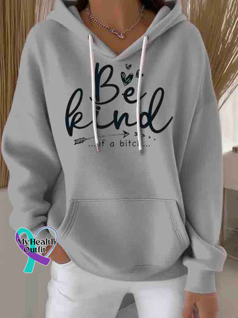 Be Kind Art Casual Hoodie Sweatshirt Grey / S
