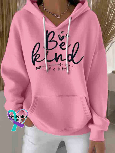 Be Kind Art Casual Hoodie Sweatshirt Pink / S