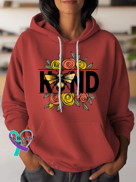 Be Kind Art Casual Hoodie Sweatshirt Red / S