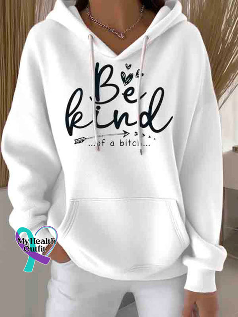 Be Kind Art Casual Hoodie Sweatshirt White / S