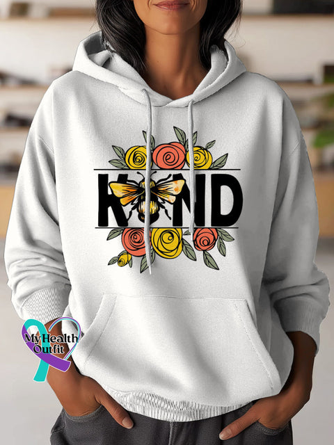 Be Kind Art Casual Hoodie Sweatshirt White / S