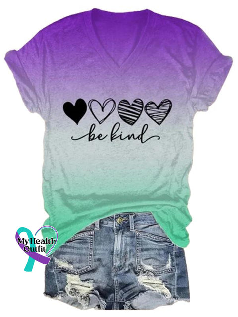 Be Kind Art Casual T-Shirt Purple / S