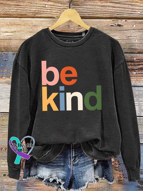 Be Kind Art Design Print Casual Sweatshirt Black / S