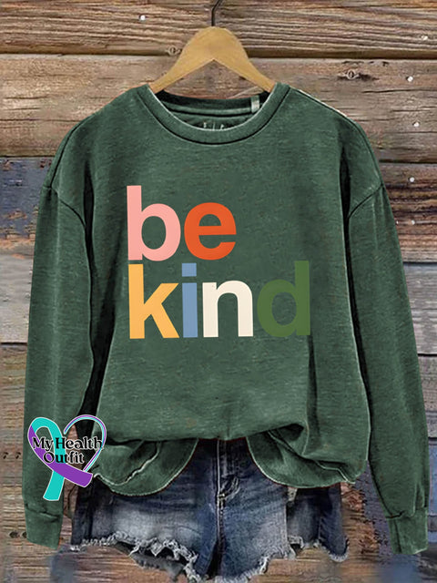 Be Kind Art Design Print Casual Sweatshirt Green / S